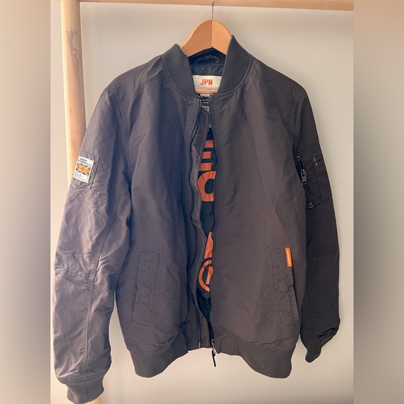 Superdry Japan limited issue brown bomber jacket Rookie sz large - Picture 1 of 6